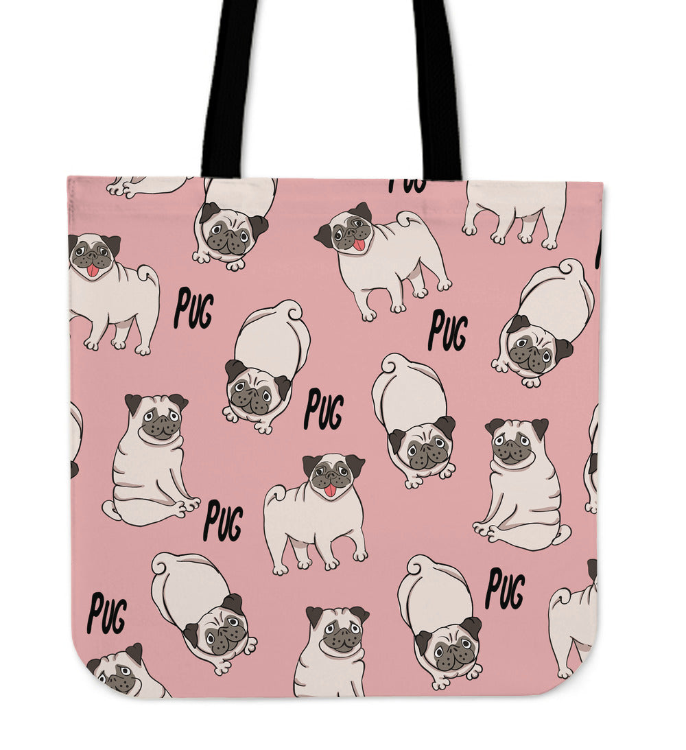 Goofy Pug Linen Tote Bag