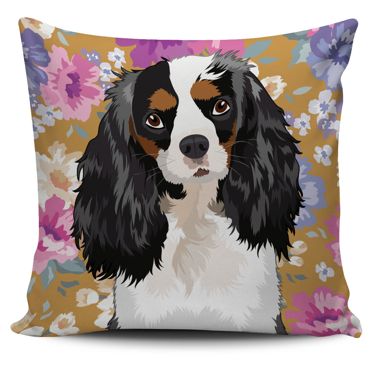 King Charles Spaniel Dog Portrait Pillow Cover