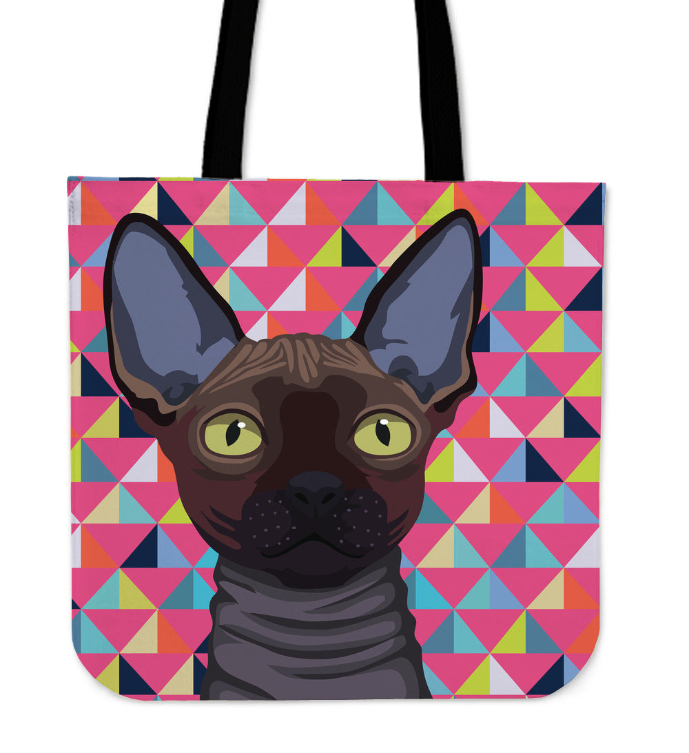 Colorful Sphynx Cat Cloth Tote Bag