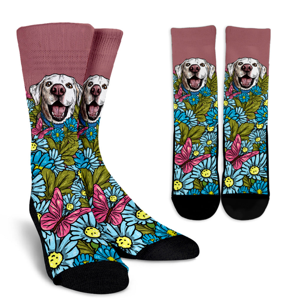 Illustrated White Labrador Retriever Socks
