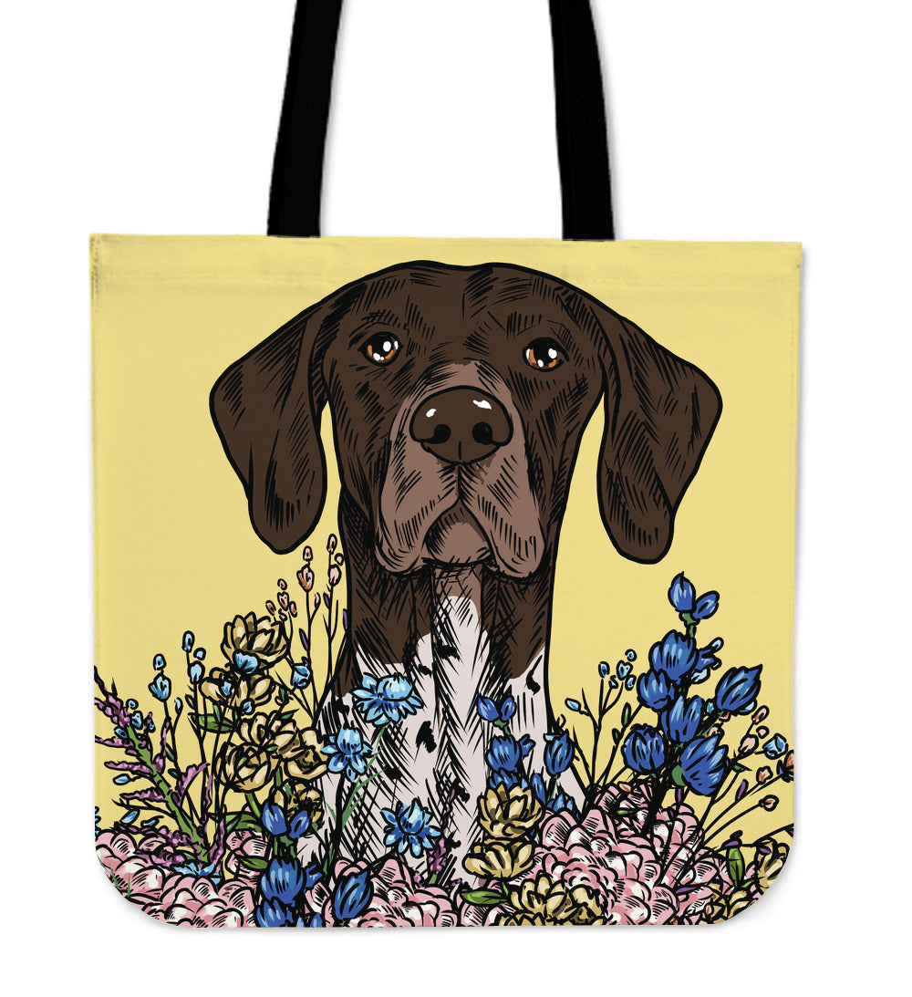 Illustrated German Shorthaired Pointer Linen Tote Bag