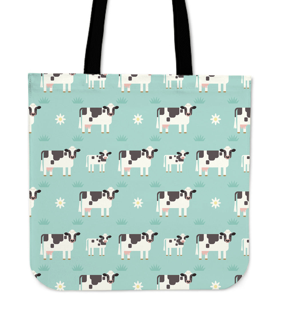 Daisy Cows Linen Tote Bag