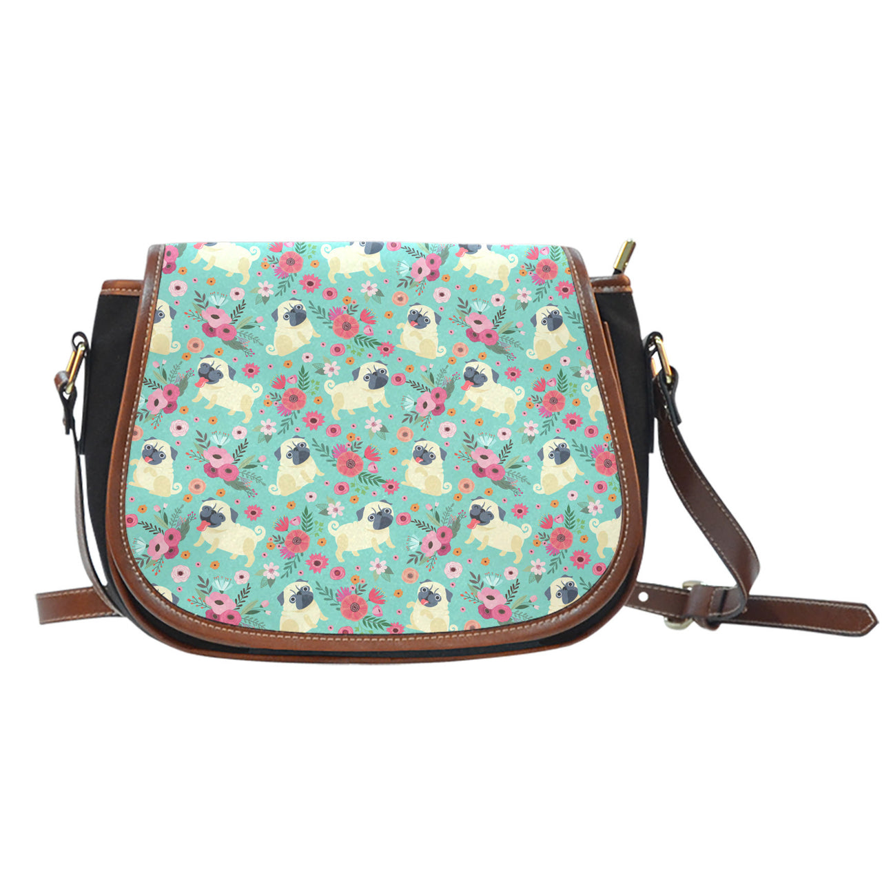 Pug Flower Saddle Bag
