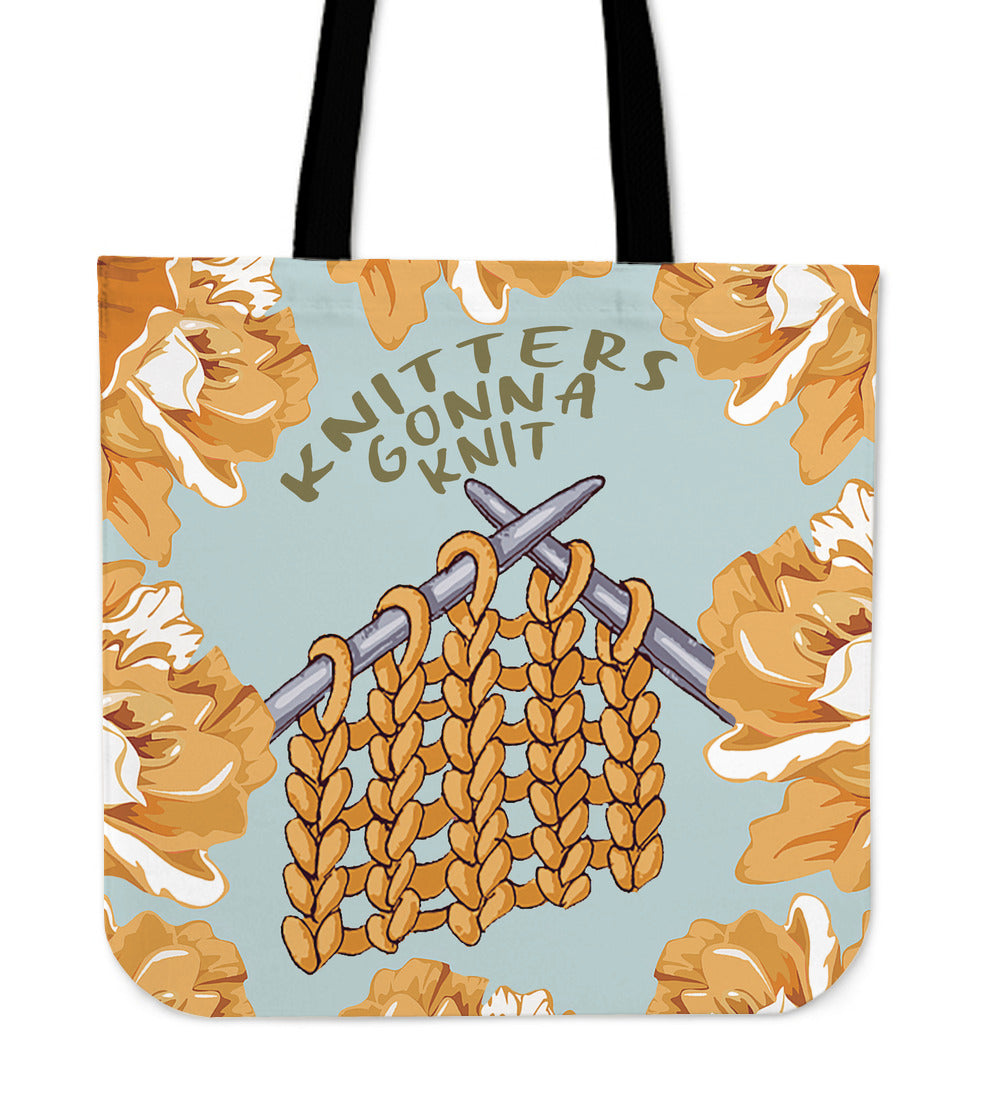 Knitters Gonna Knit Linen Tote Bag