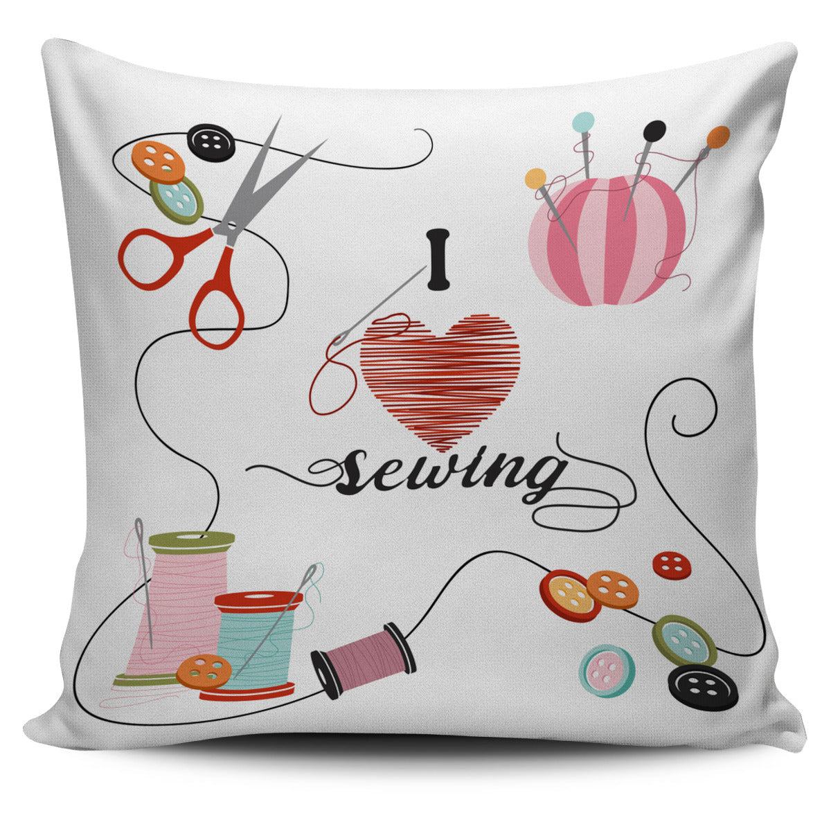 I Heart Sewing Pillow Cover