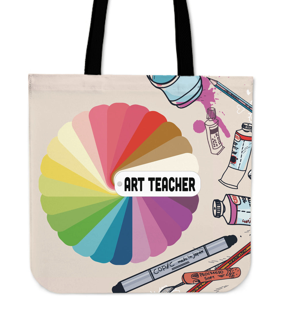 Colorful Art Teacher Linen Tote Bag