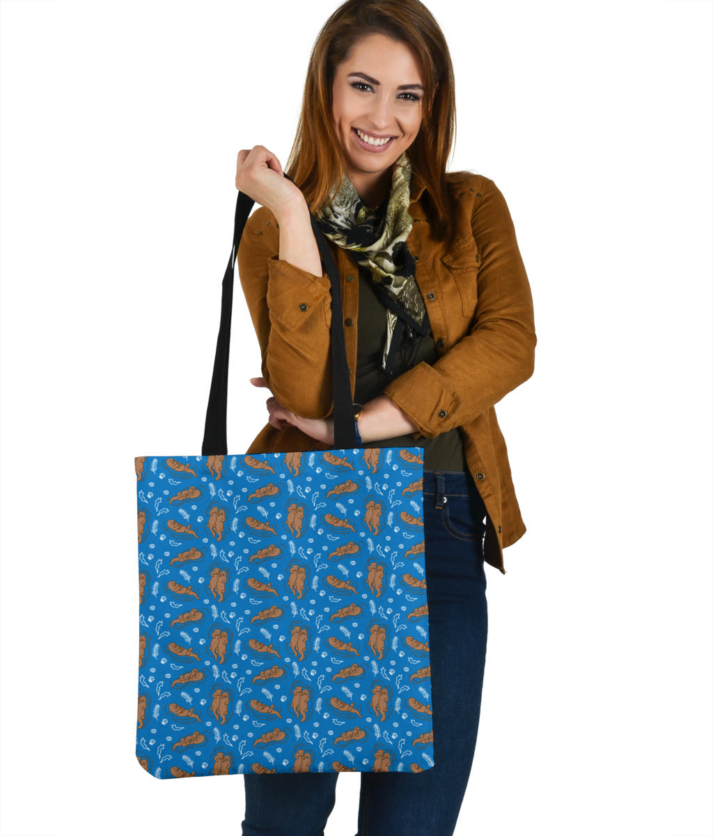 Swimming Sea Otters Cloth Tote Bag