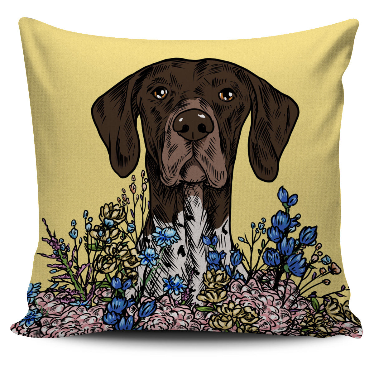 Illustrated German Shorthaired Pointer Pillow Cover