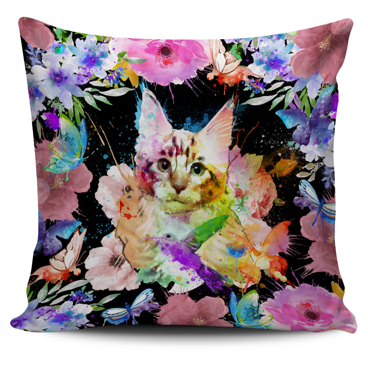 Watercolor Maine Coon Pillow Cover