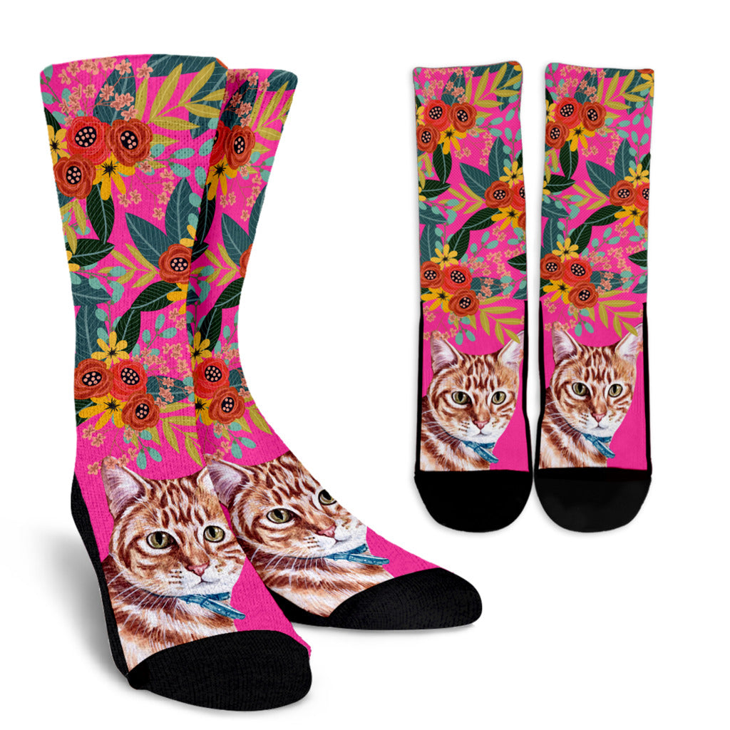 Joyful Tabby Cat Socks