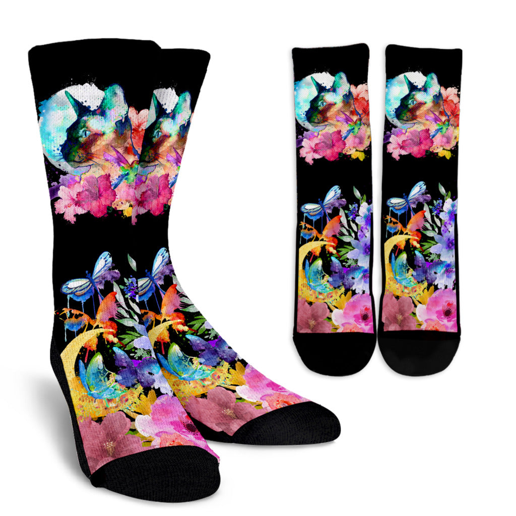 Watercolor Siamese Socks
