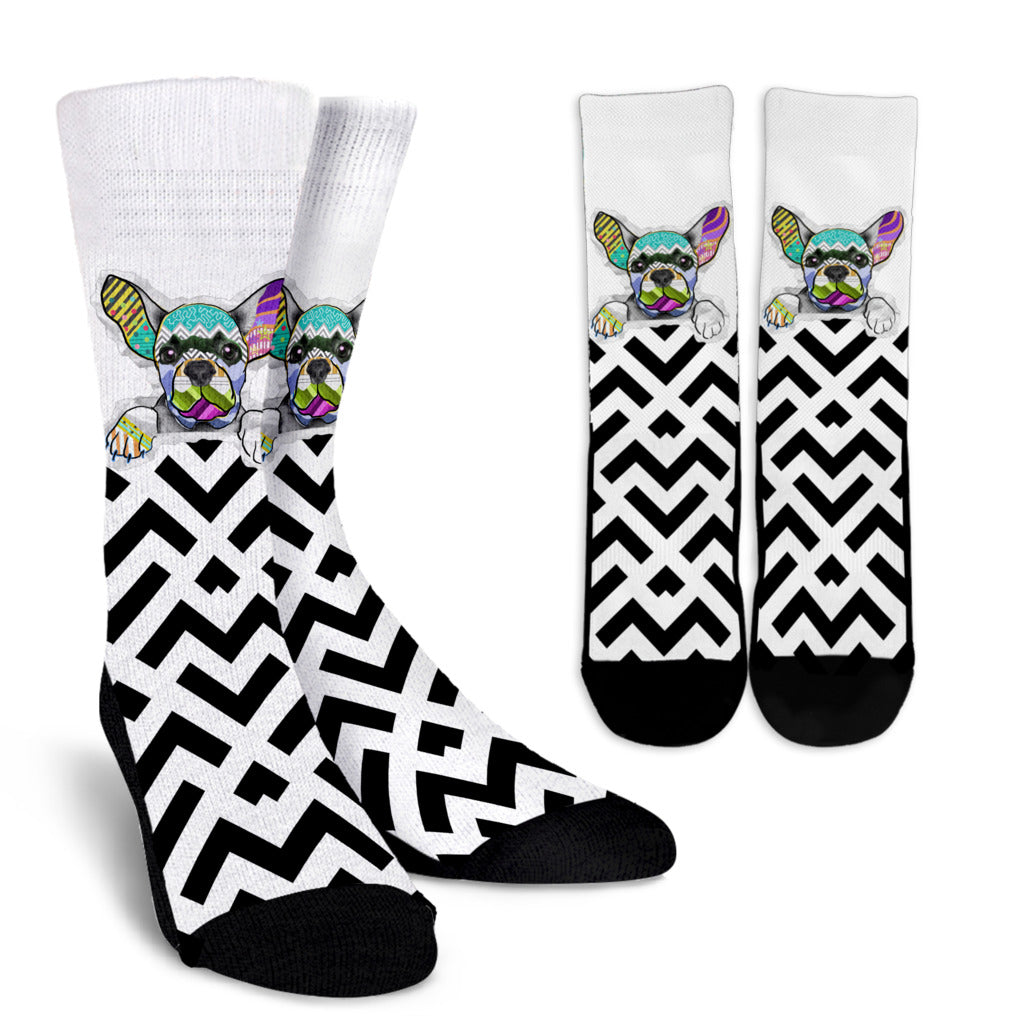 Collage Pup Frenchie Socks