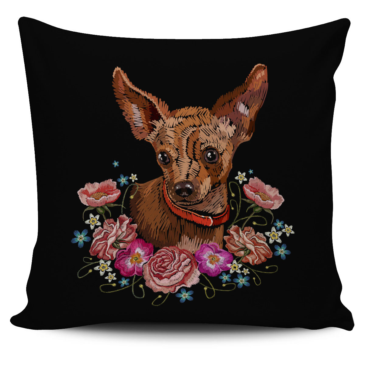 Embroidery Chihuahua Pillow Cover