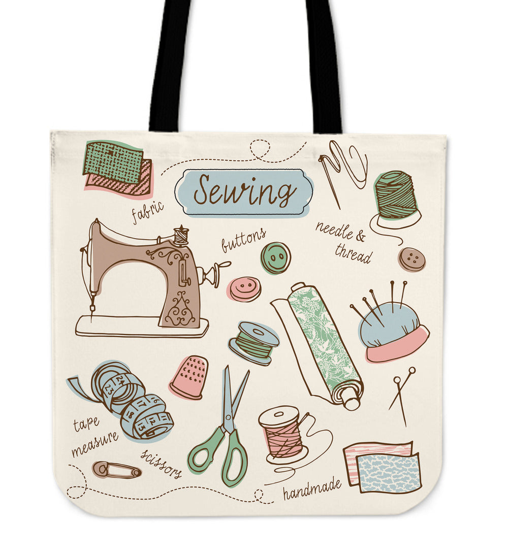 Sewing Supplies Linen Tote Bag
