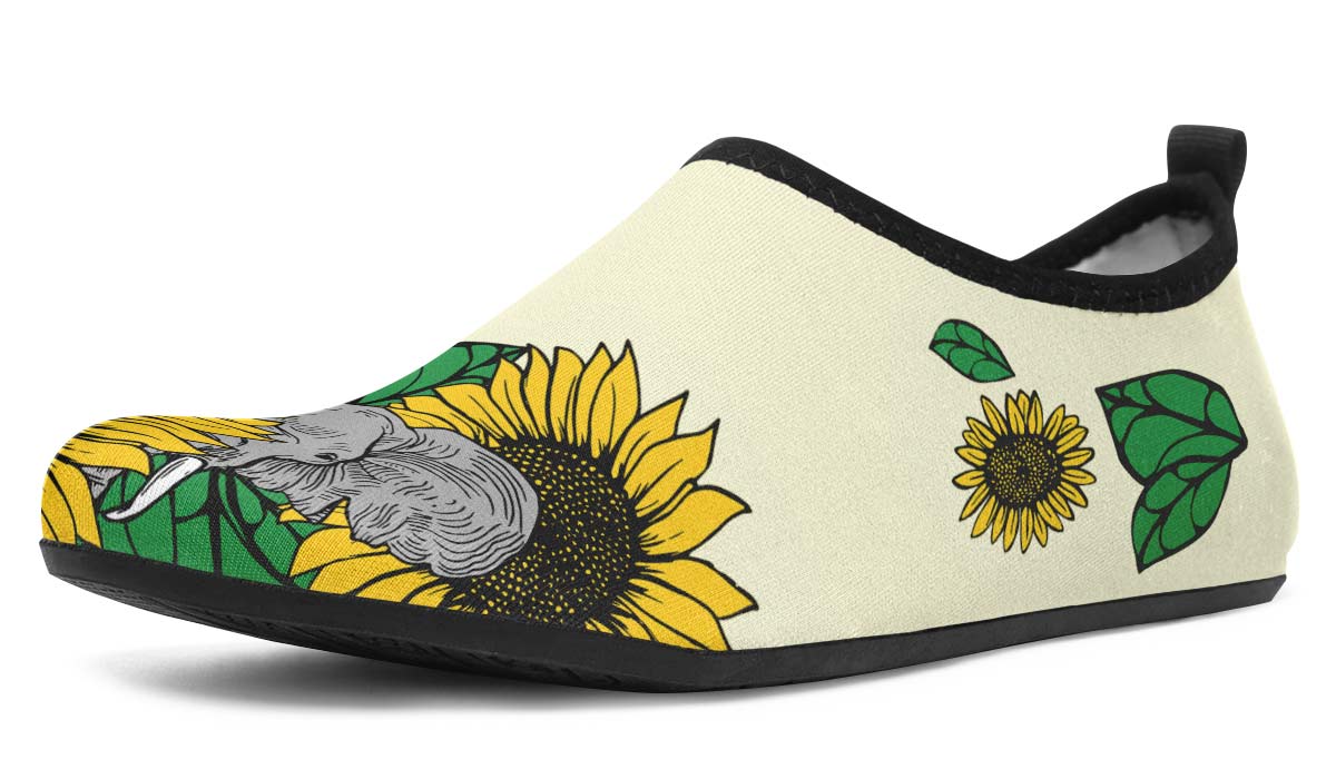 Elephant Sunflower Aqua Barefoot Shoes