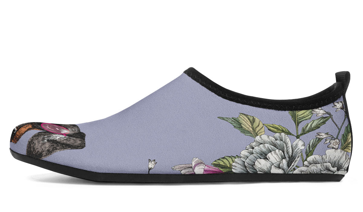 Floral Dachshund Aqua Barefoot Shoes