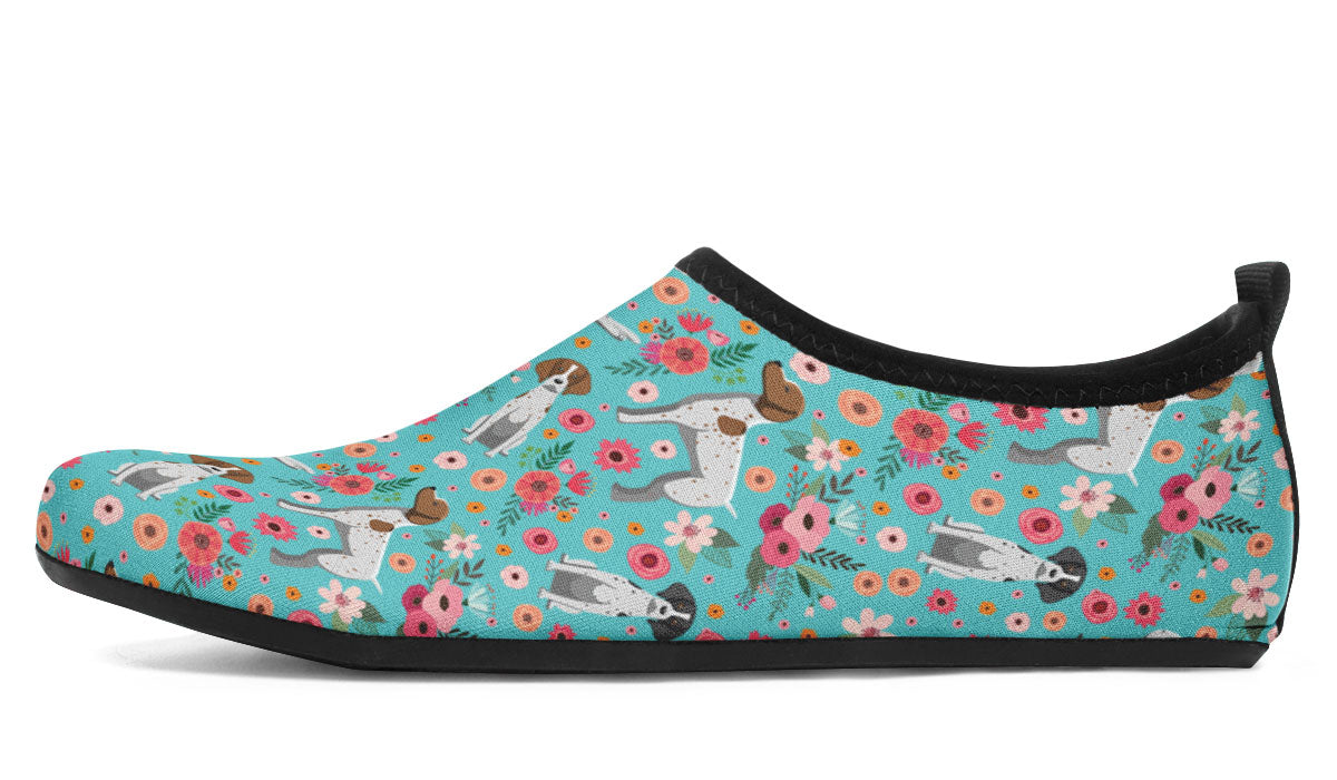 German Shorthaired Pointer Flower Aqua Barefoot Shoes