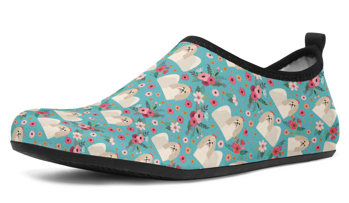 Shih Tzu Flower Aqua Barefoot Shoes