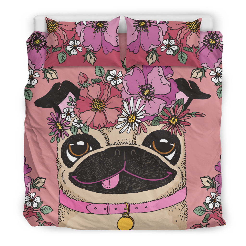 Floral Pug Bedding Set