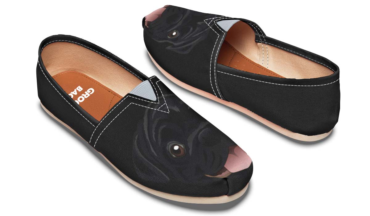 Real Black Pug Casual Shoes