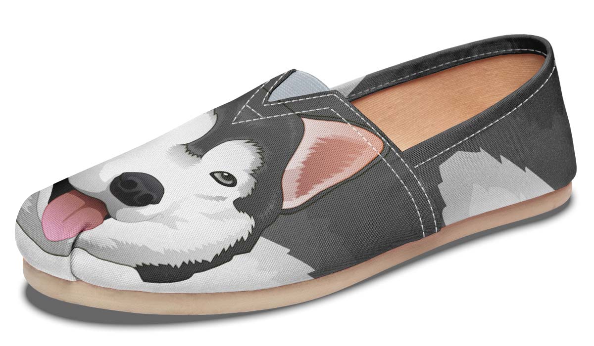 Real Grey Siberian Husky Casual Shoes