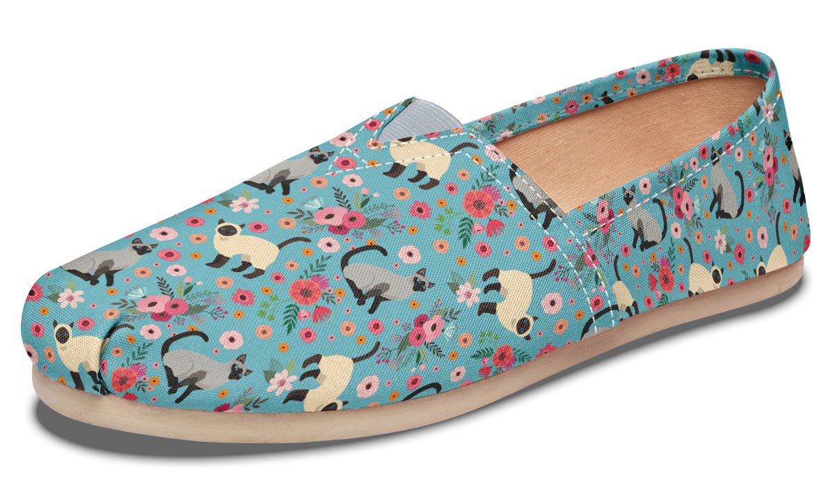 Siamese Cat Flower Casual Shoes