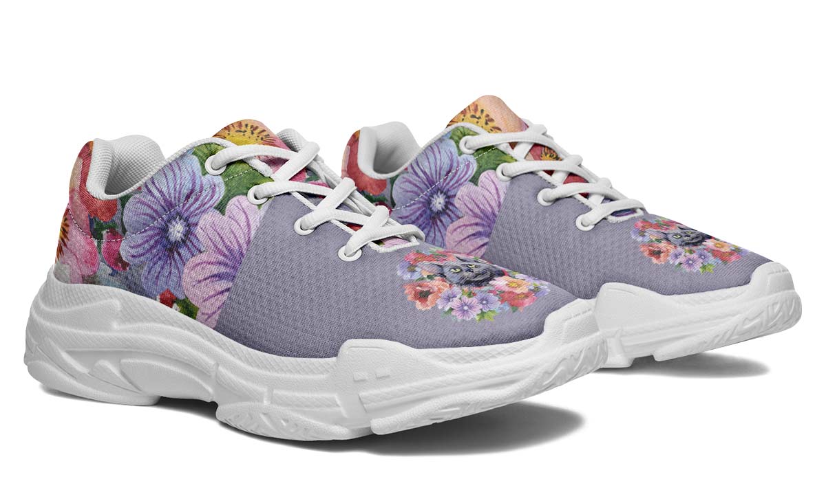 Floral Cat Chunky Sneakers