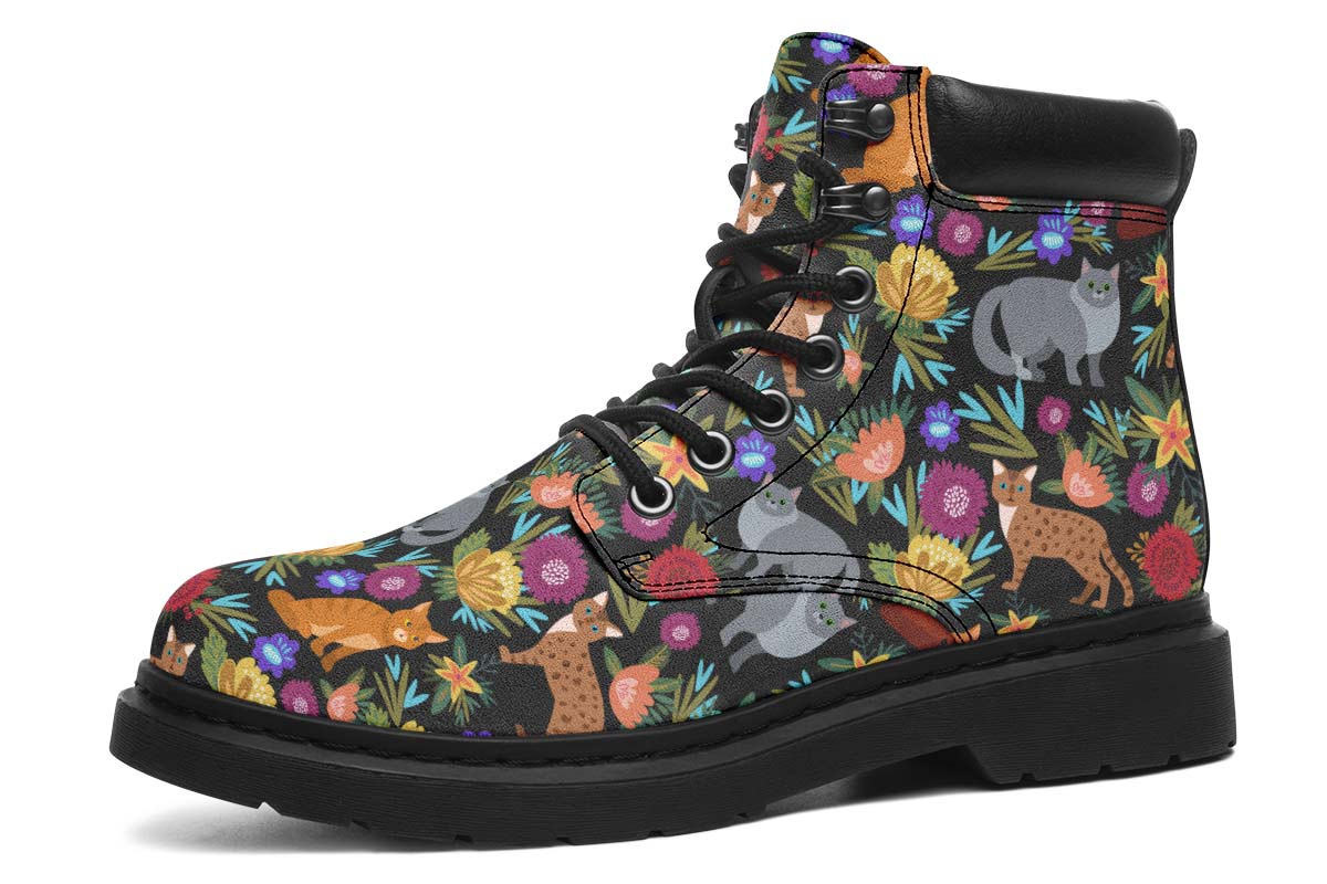 Floral Cat Pattern Classic Vibe Boots