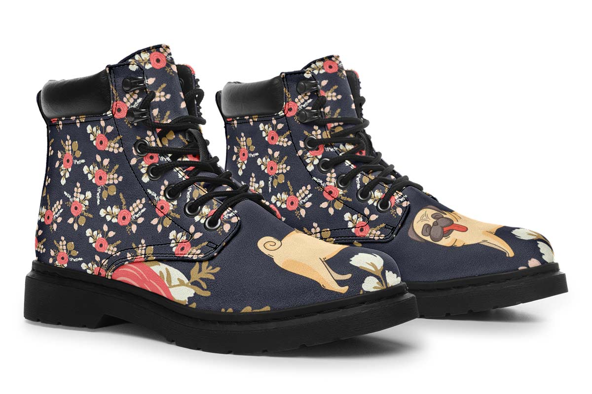 Silly Floral Pug Classic Vibe Boots