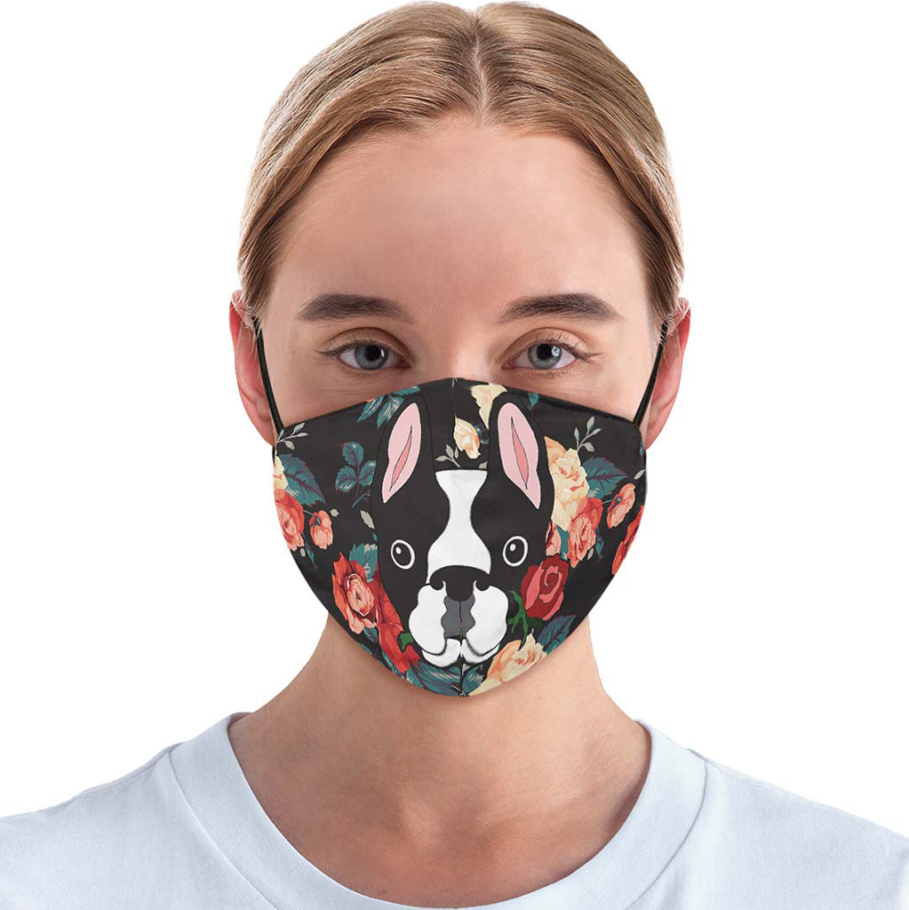 Boston Terrier Rose Face Cover