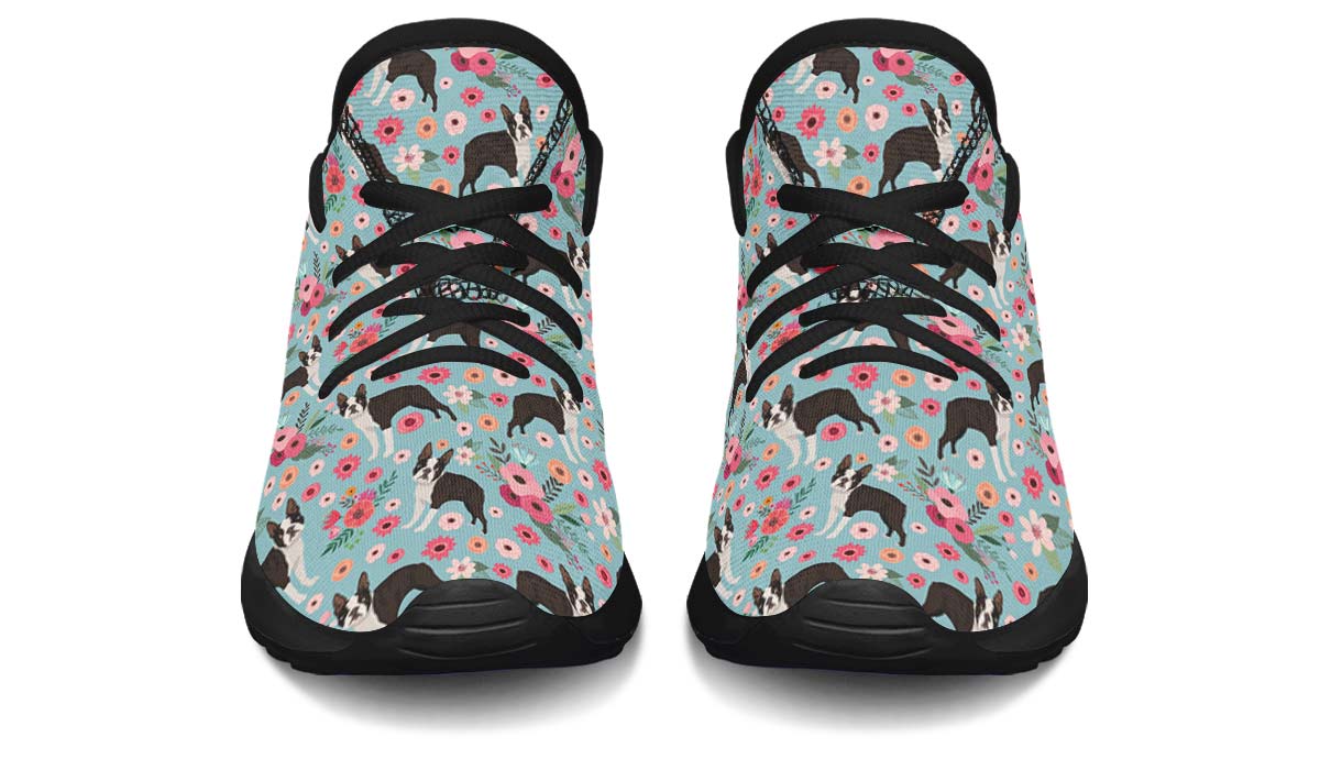 Boston Terrier Flower Kids Sneakers