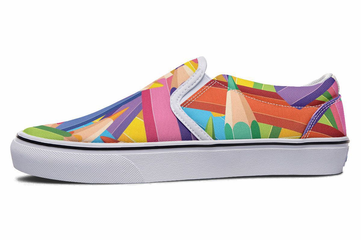 Colorful Pencils Slip-On Shoes