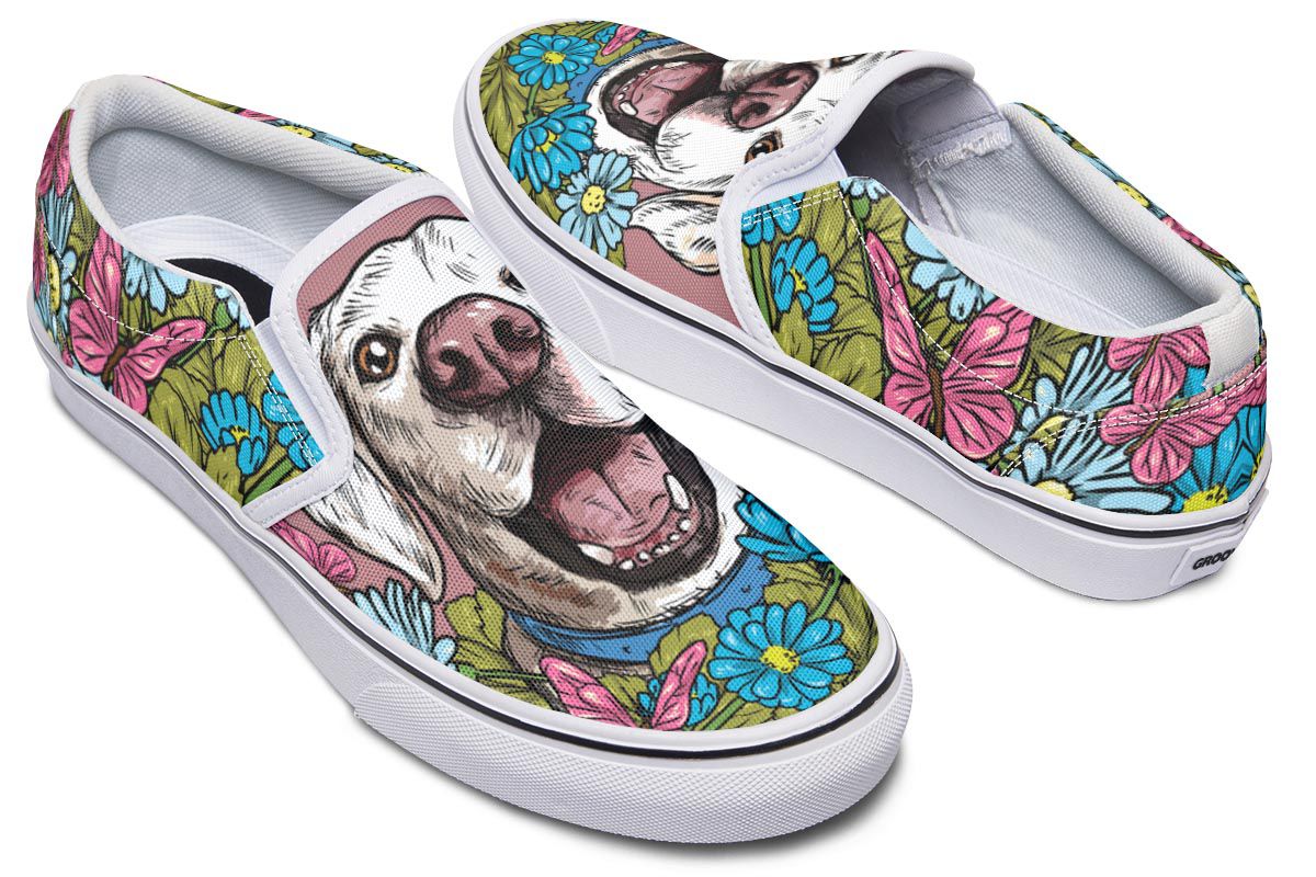 Illustrated White Labrador Retriever Slip-On Shoes