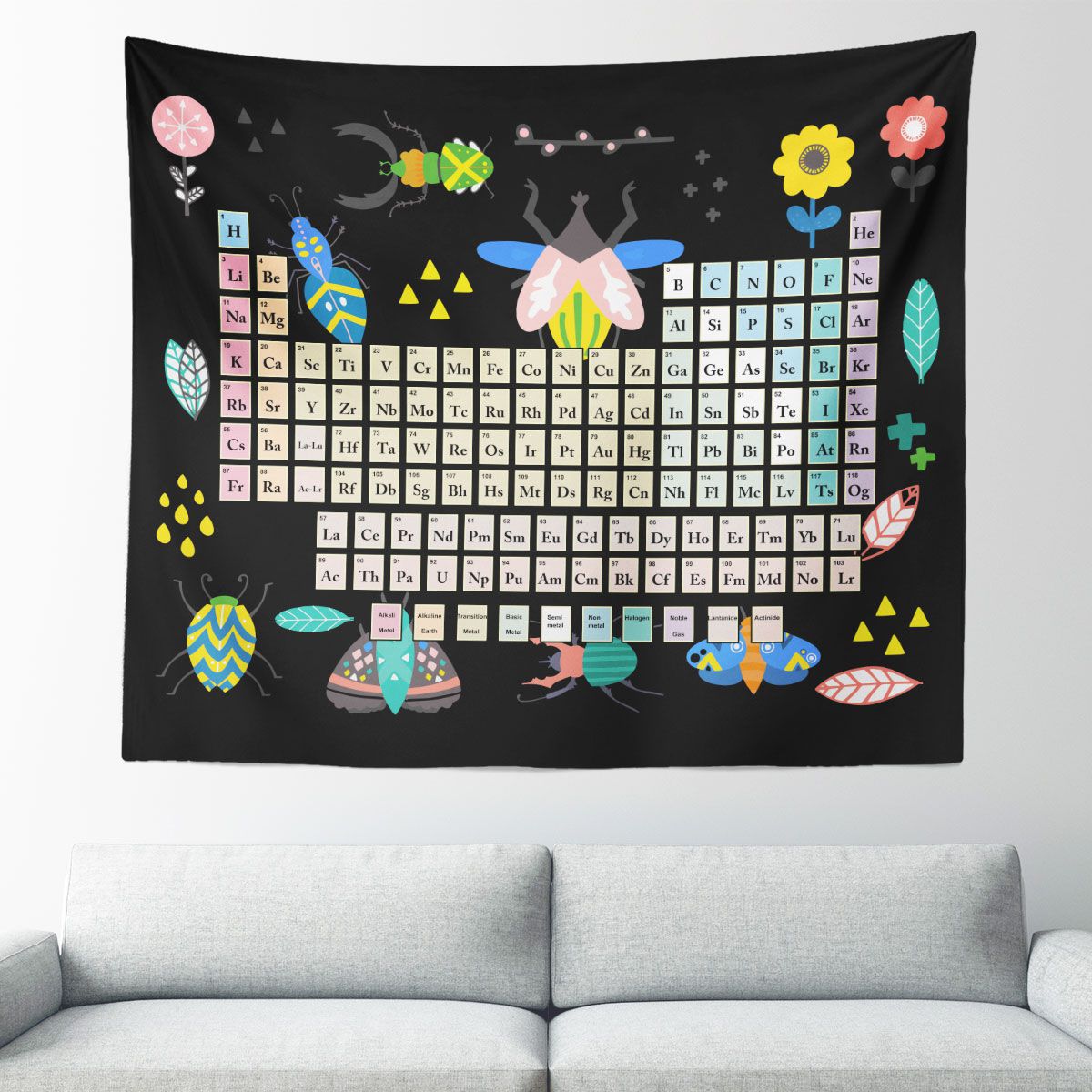 Periodic Table Bugs Wall Tapestry