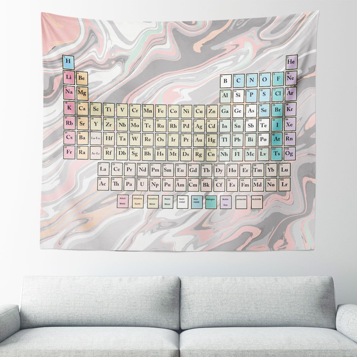 Periodic Table Marble Wall Tapestry