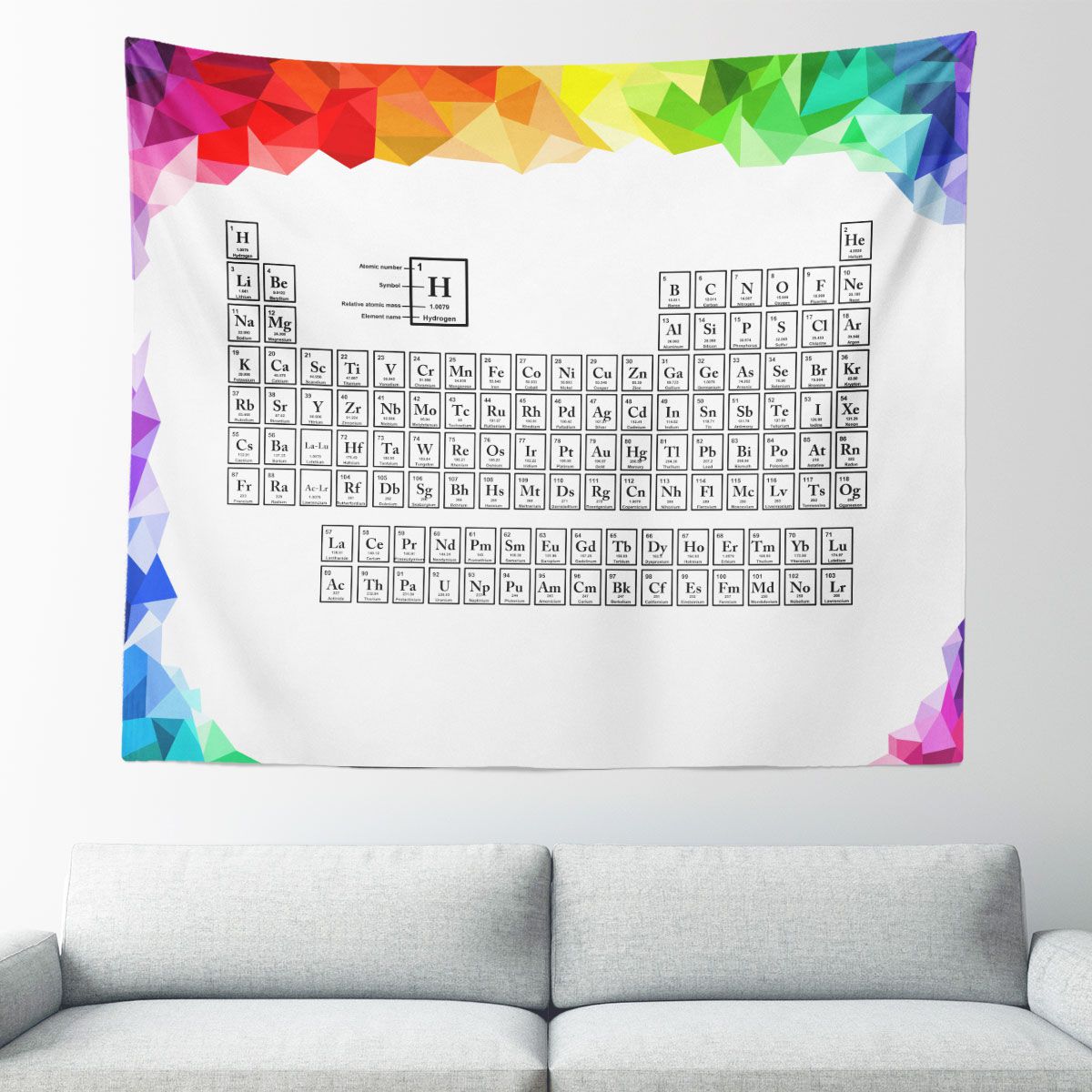 Periodic Table Mosaic Rainbow Wall Tapestry