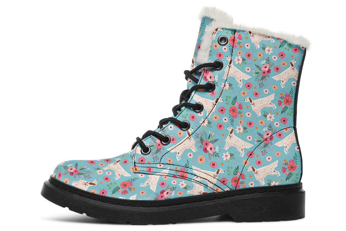 English Setter Flower Winter Boots