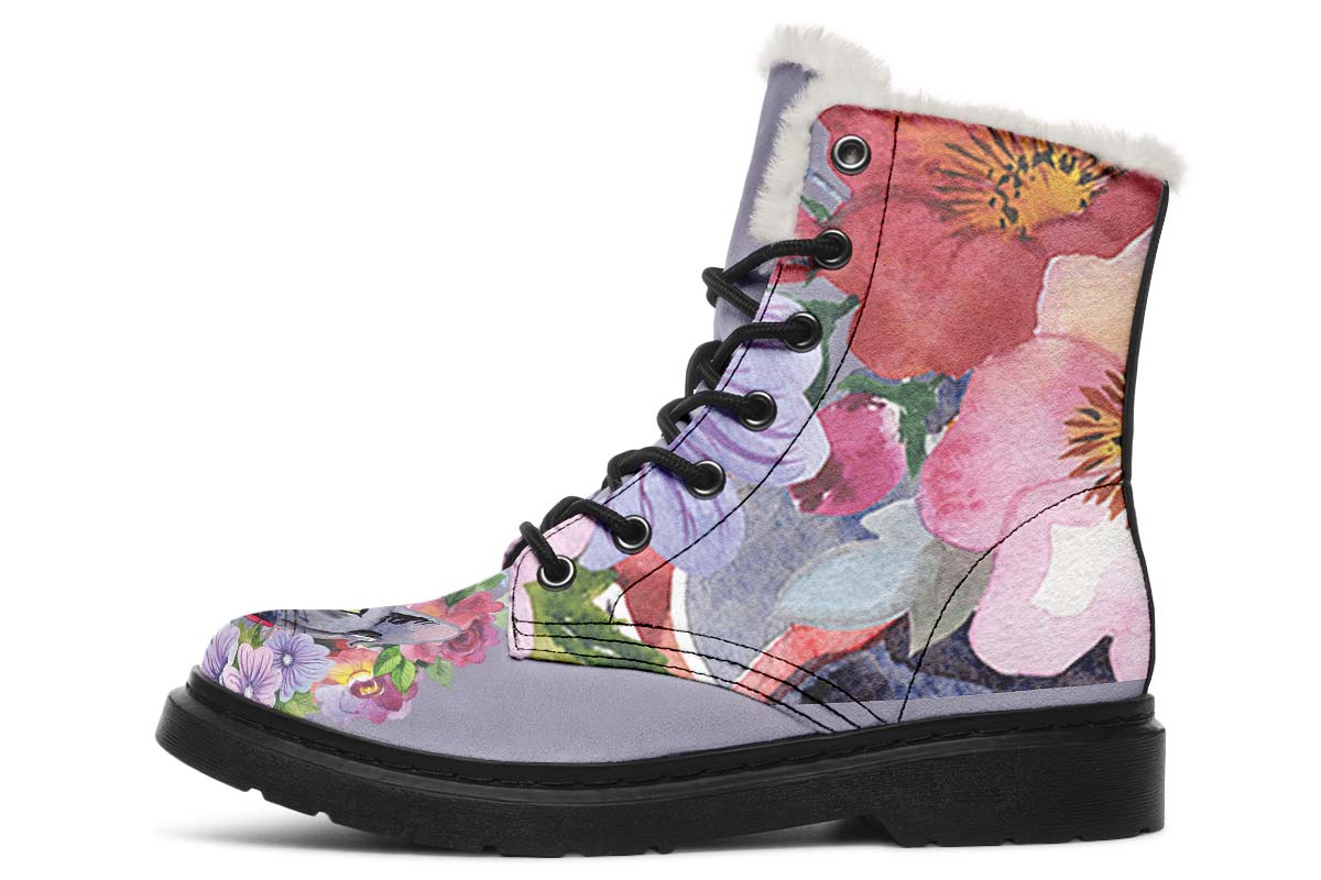 Floral Cat Winter Boots