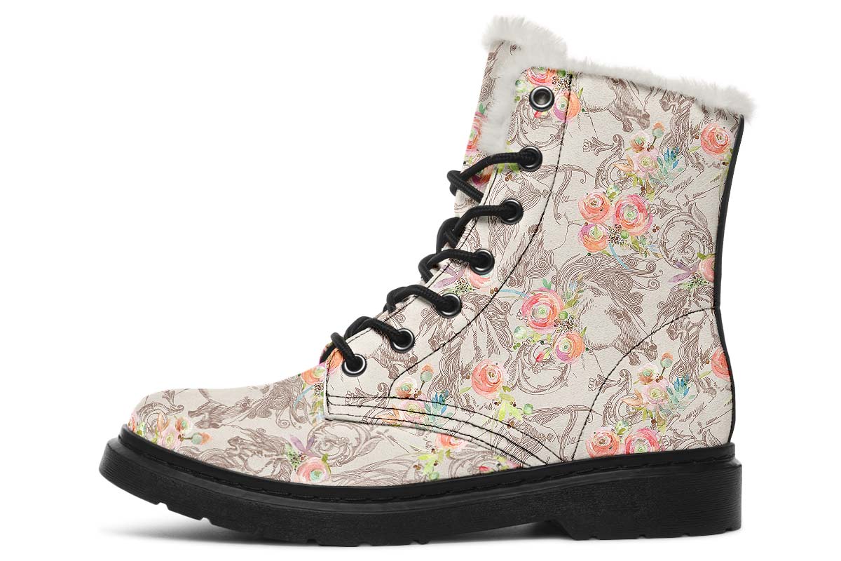 Floral Horse Winter Boots