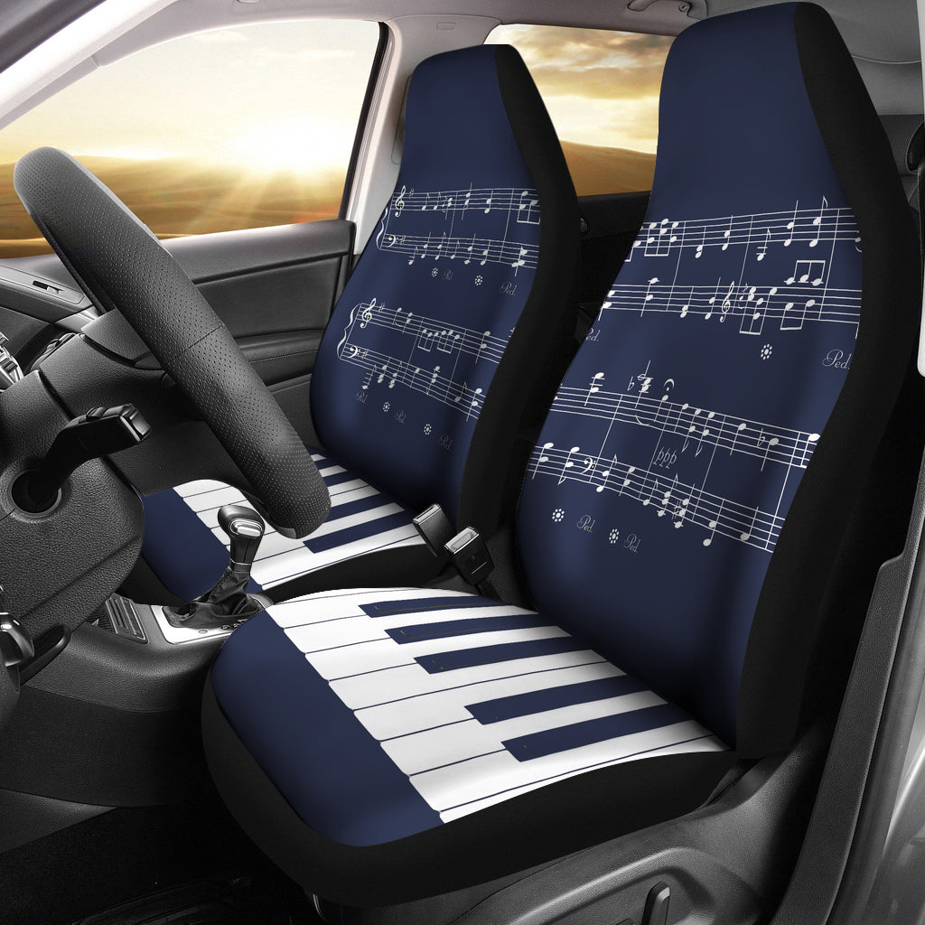 Navy Musical Piano Car Seat Covers
