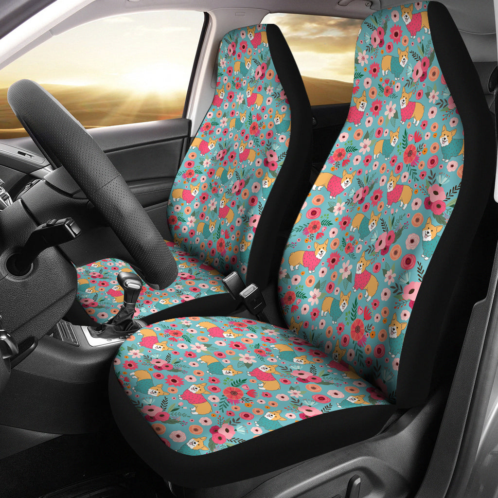 Corgi Flower Car Seat Cover