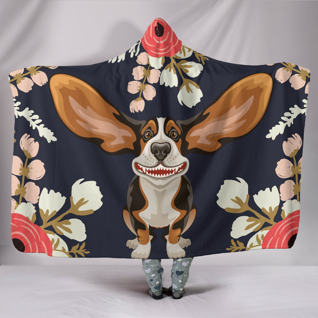 Floral Hound Hooded Blanket