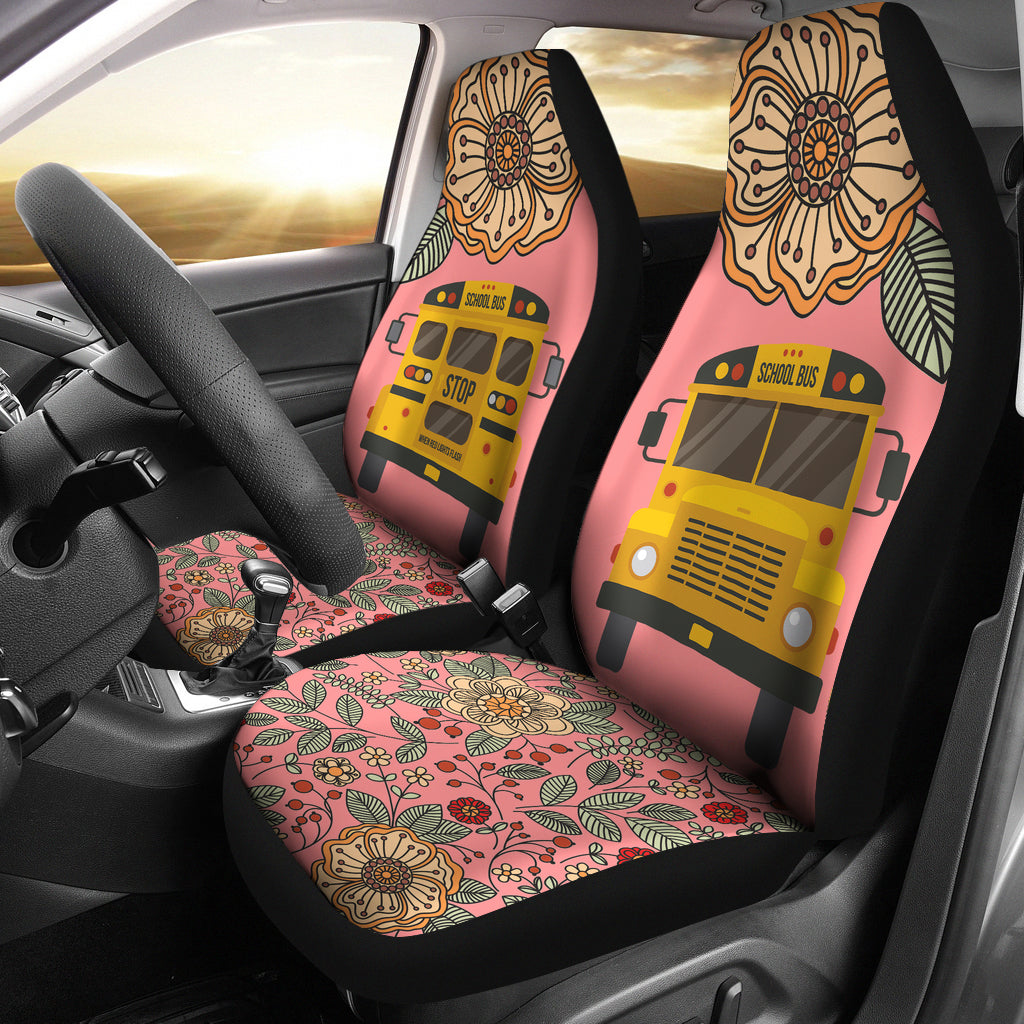 Floral School Bus Car Seat Covers