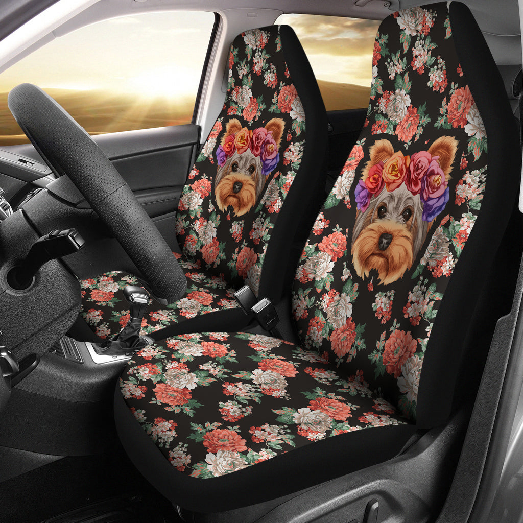 Floral Yorkie Car Seat Cover