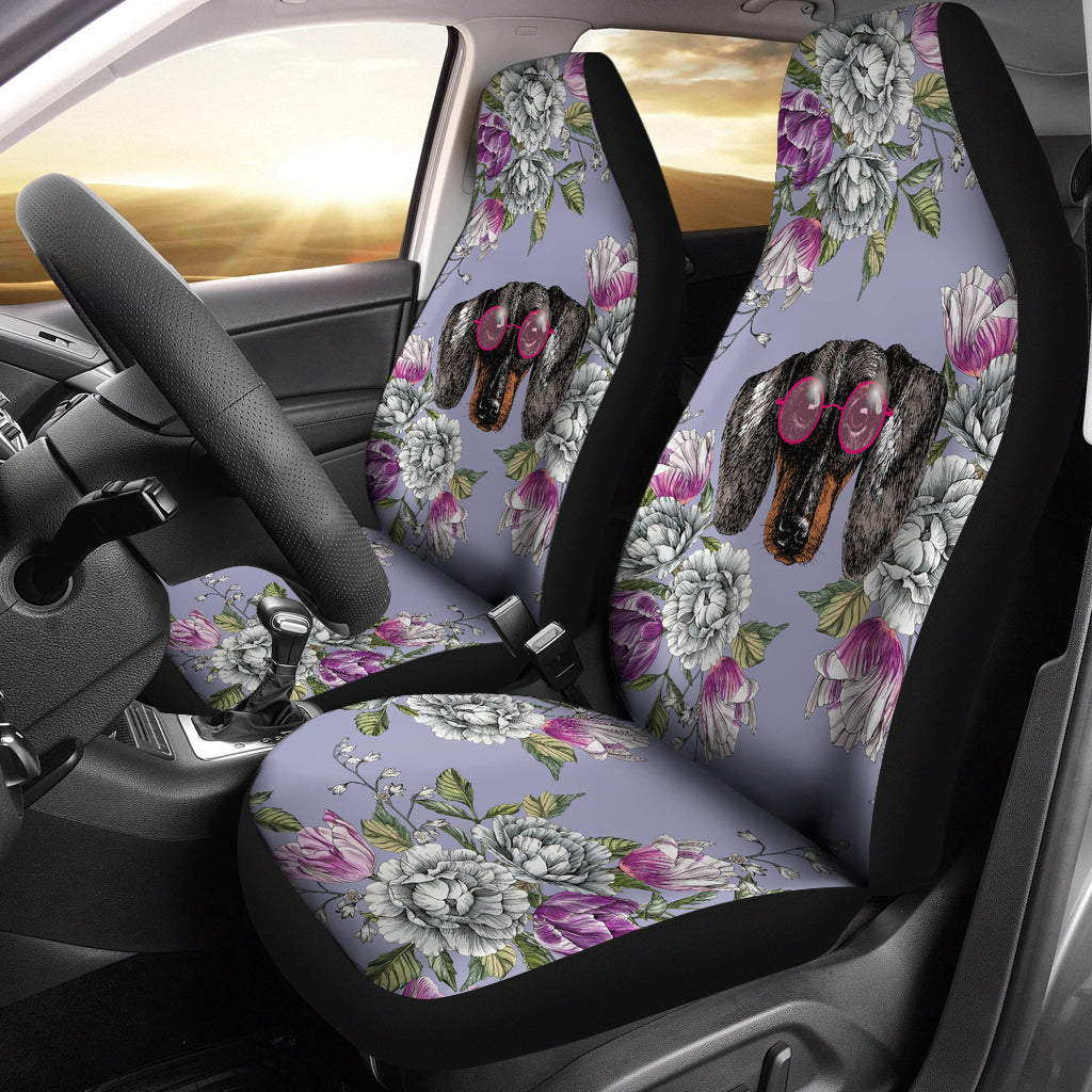 Floral Dachshund Car Seat Covers