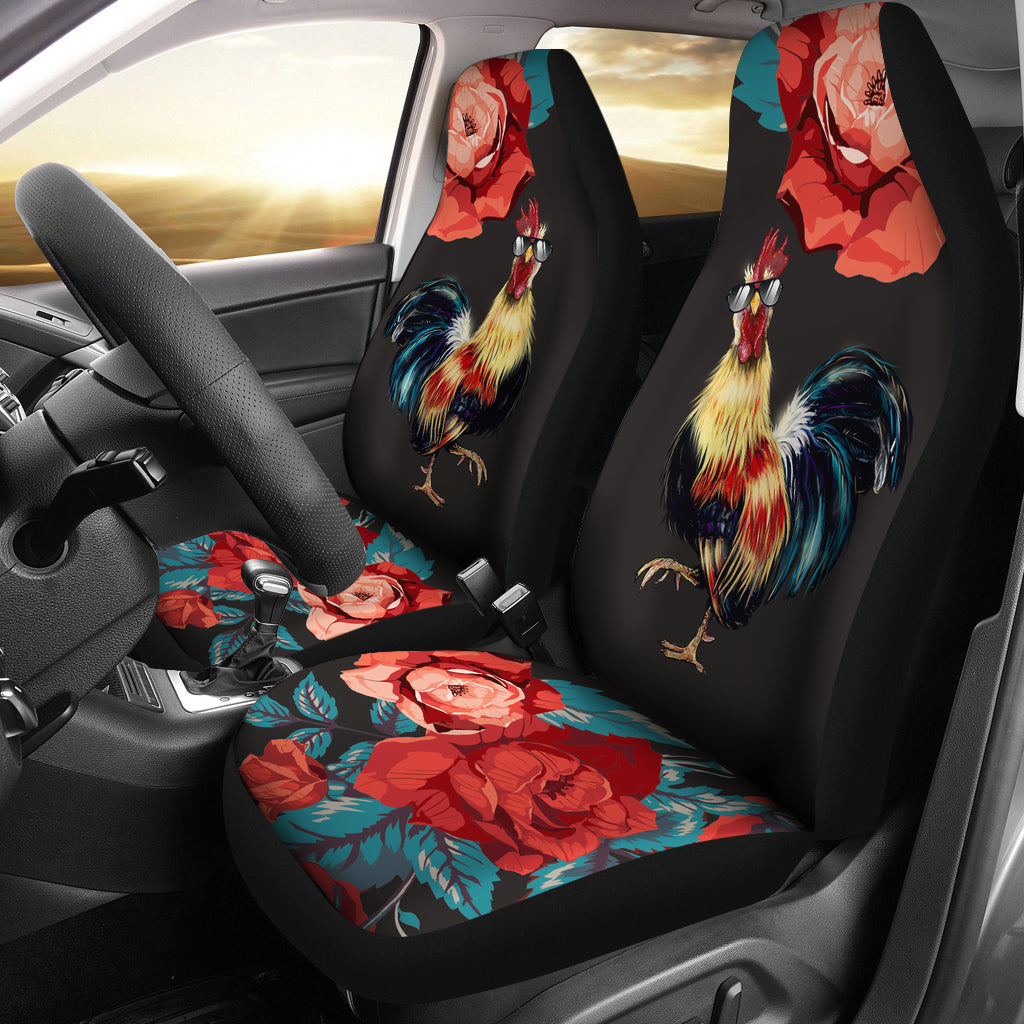 Rooster Rose Car Seat Covers