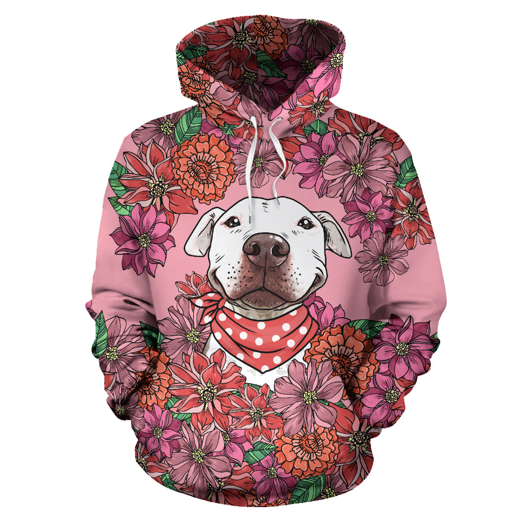 Illustrated Pit Bull All Over Print Hoodie