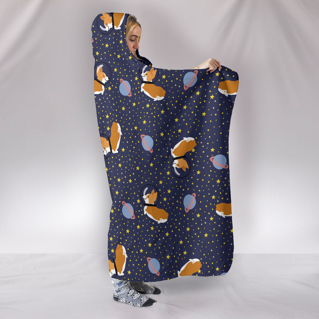 Space Corgi Hooded Blanket