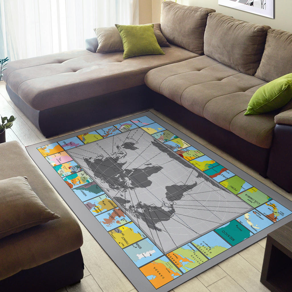 Magnified World Map Area Rug
