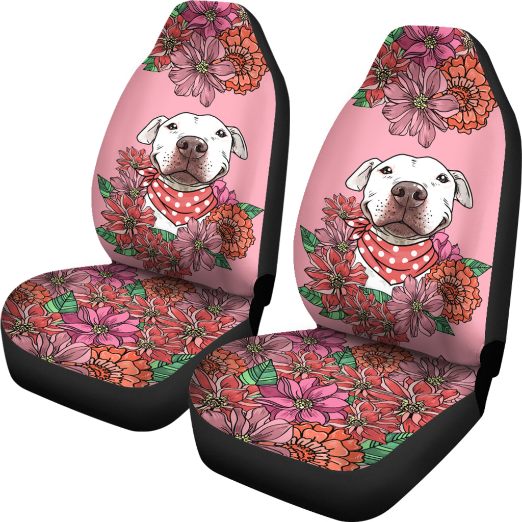 Illustrated Pit Bull Car Seat Covers